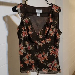 Brown blouse with flowers